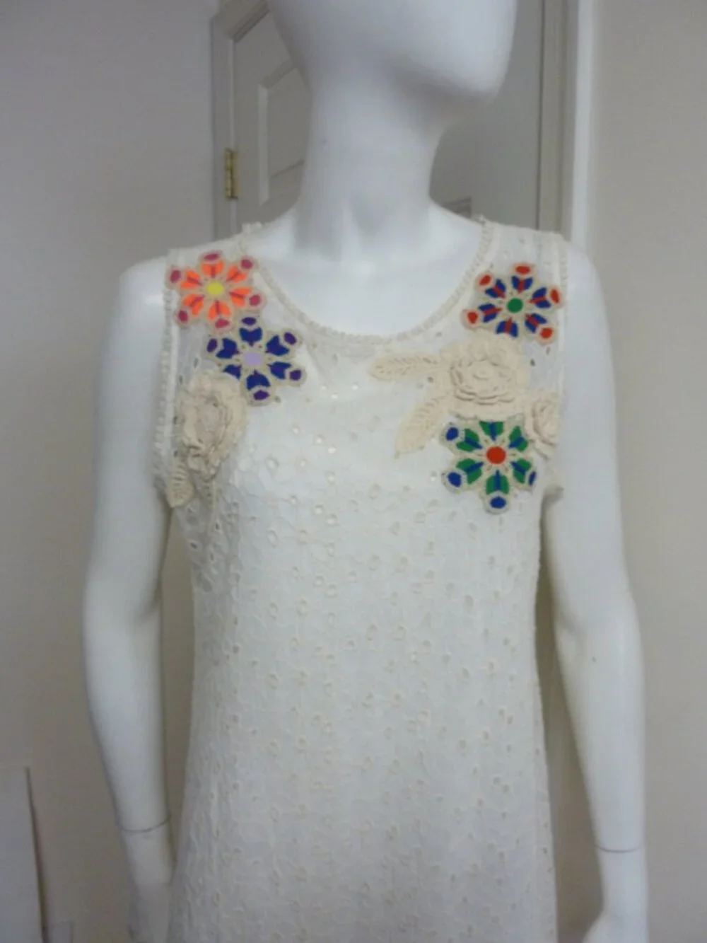 Johnny Was Natural Nydia Applique Tank Dress Slip - Picture 9 of 12